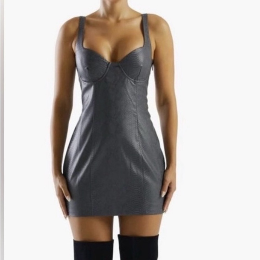 naked wardrobe Charcoal Gray Mini Dress